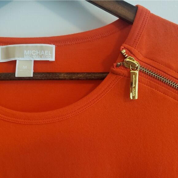 Michael Kors Orange Top with Gold Zippers - Picture 4 of 4